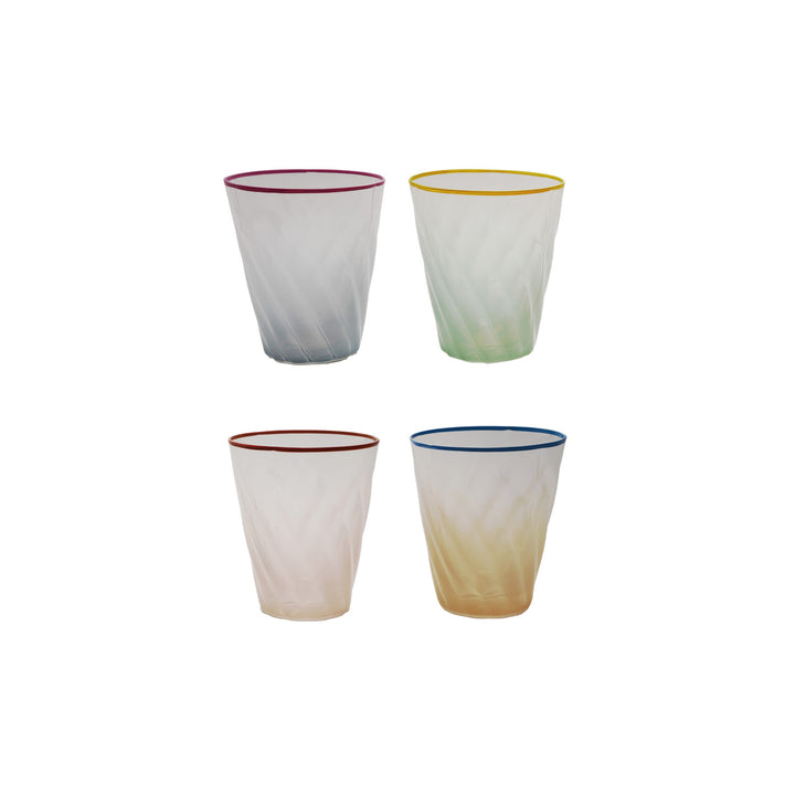 Twisted Ombre Drinking Glass with Colored Rim