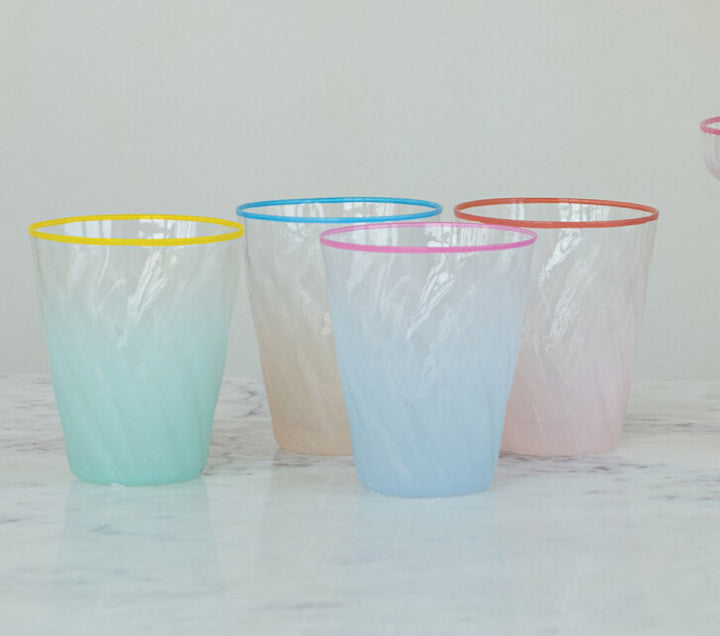 Twisted Ombre Drinking Glass with Colored Rim