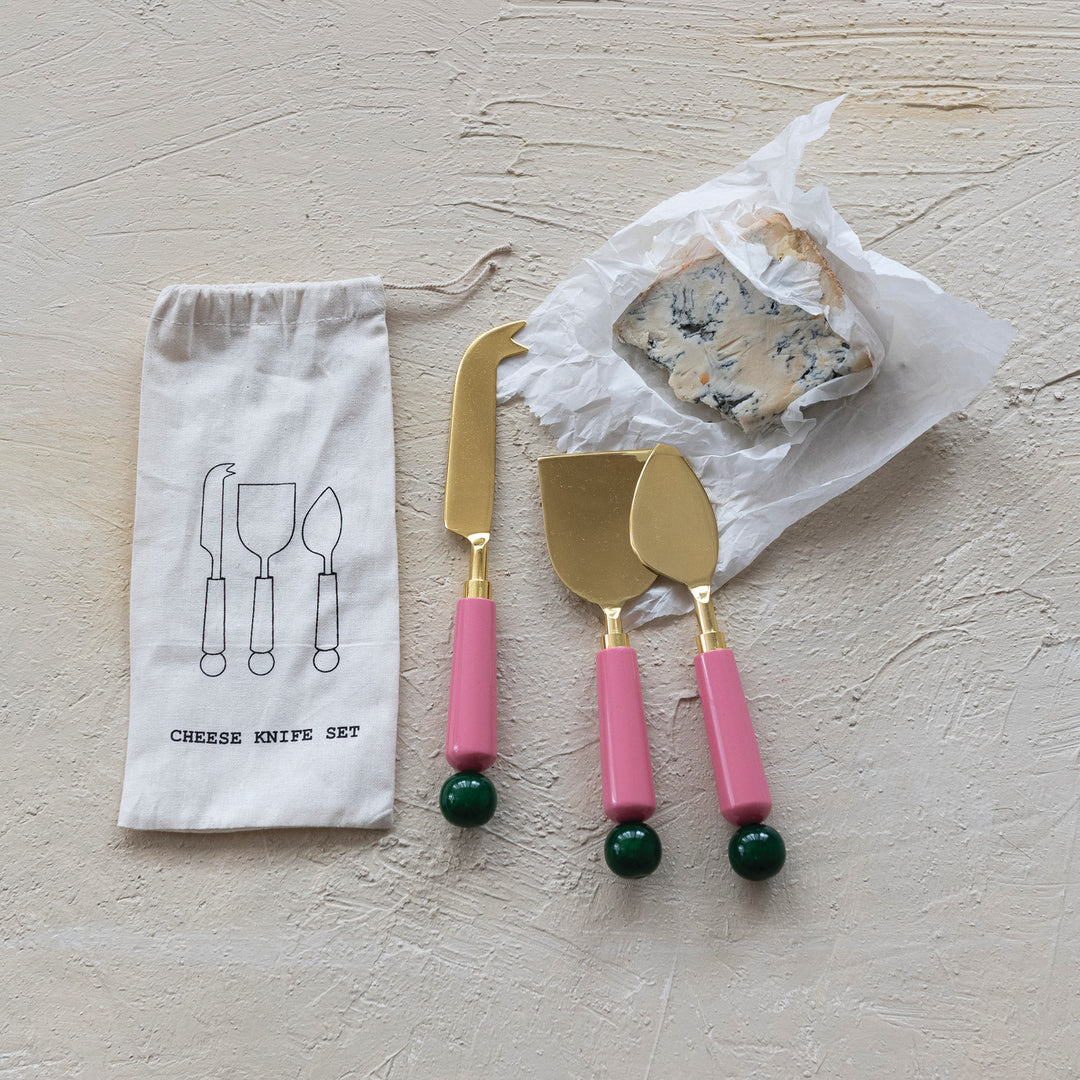 Stainless Steel Cheese Knives with Resin Handles