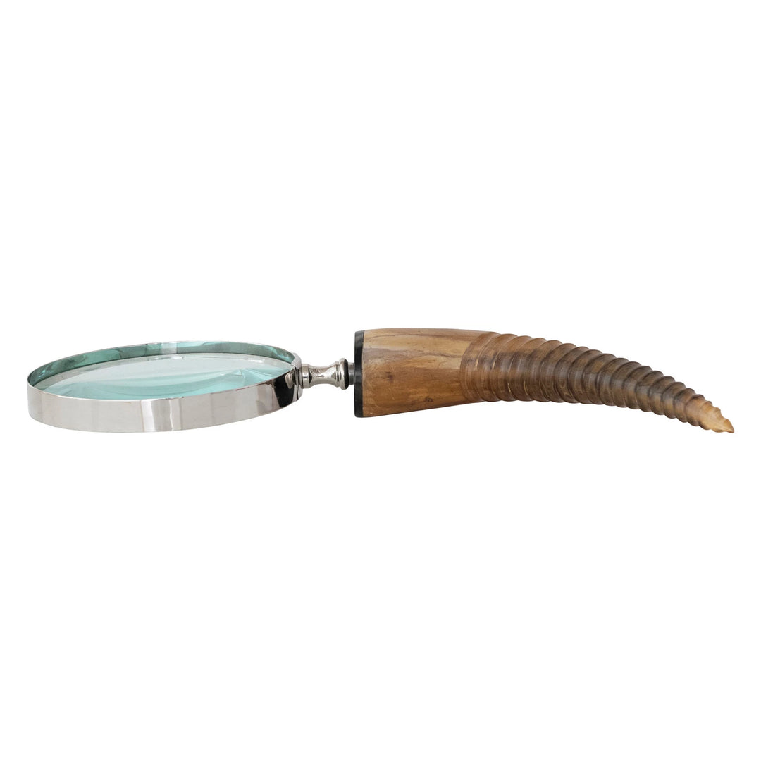 Stainless Steel Magnifying Glass with Natural Horn Handle (Each One Will Vary)