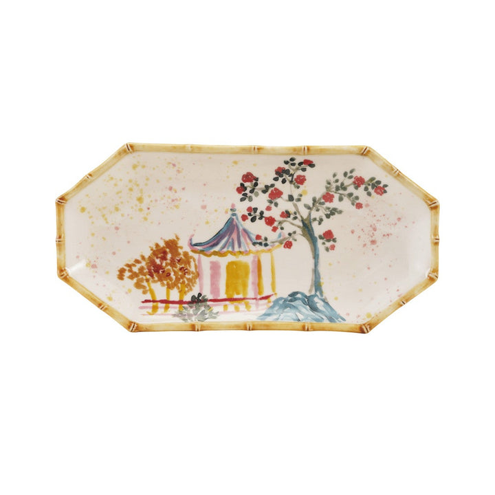 Hand-Painted Stoneware Octagon Shaped Plate