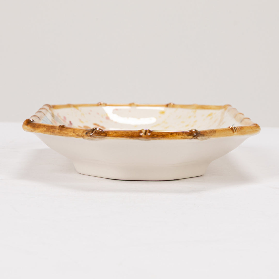 Hand-Painted Stoneware Octagon Shaped Plate