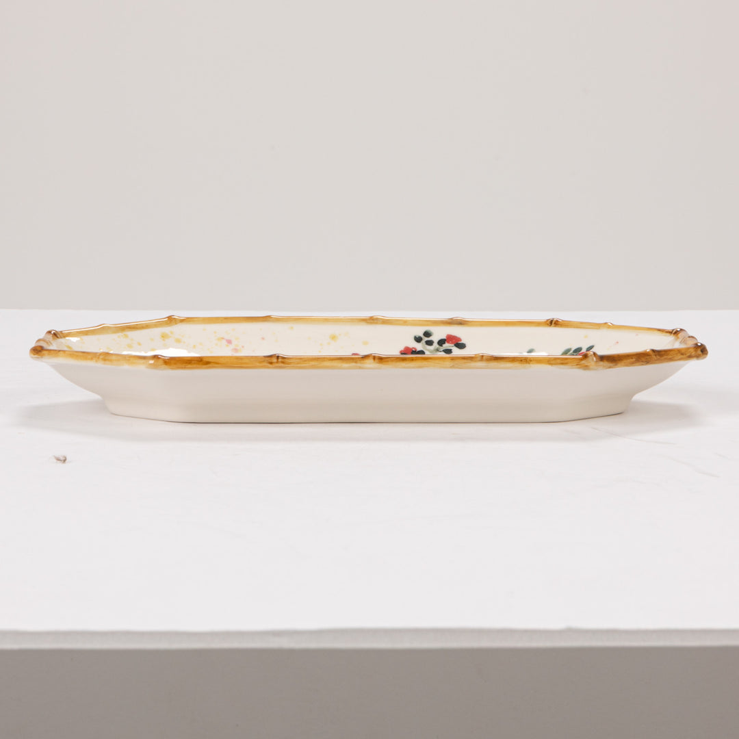Hand-Painted Stoneware Octagon Shaped Plate