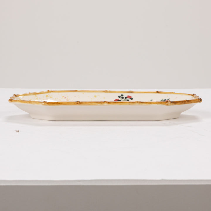 Hand-Painted Stoneware Octagon Shaped Plate
