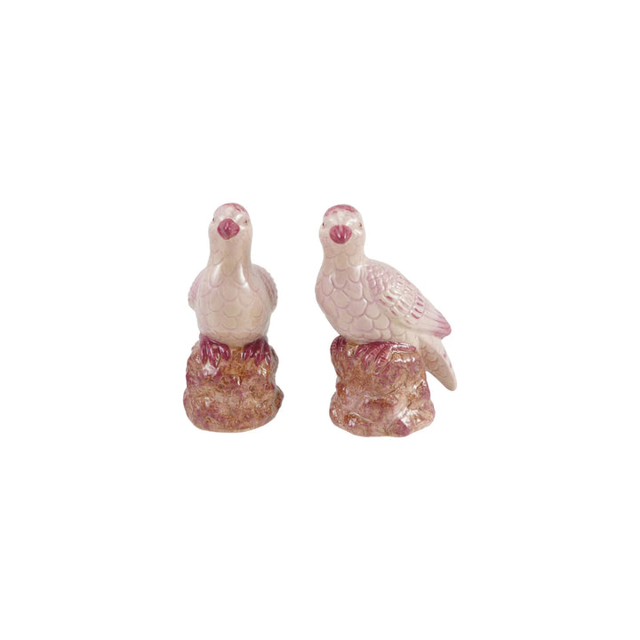 Hand-Painted Stoneware Pink Bird