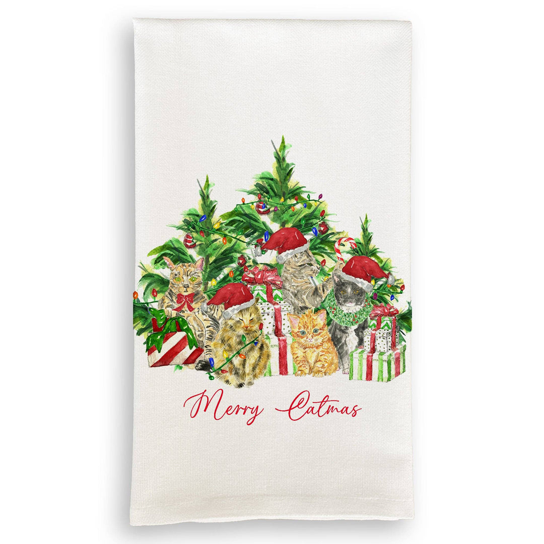 French Graffiti Merry Catmas Dishtowel
