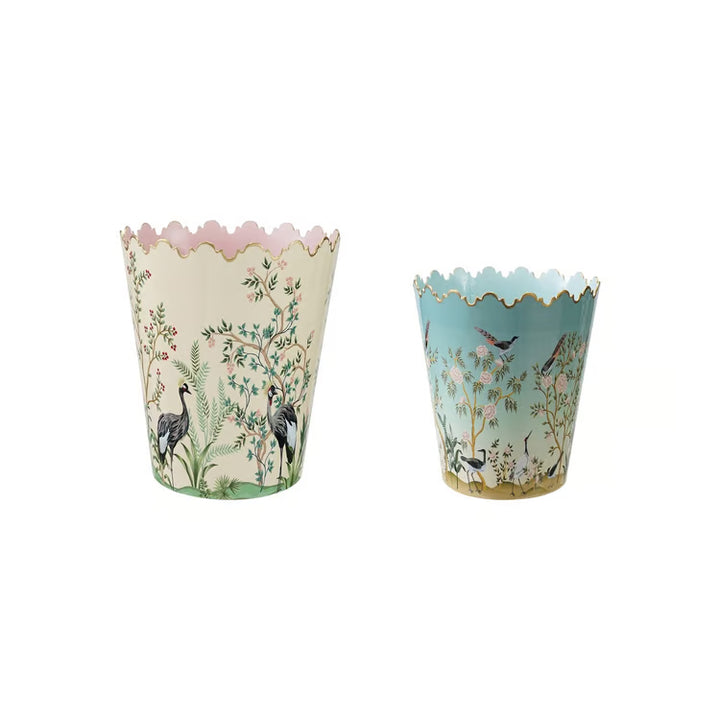 Hazel Mazel Metal Scalloped Bucket with Nature Scene