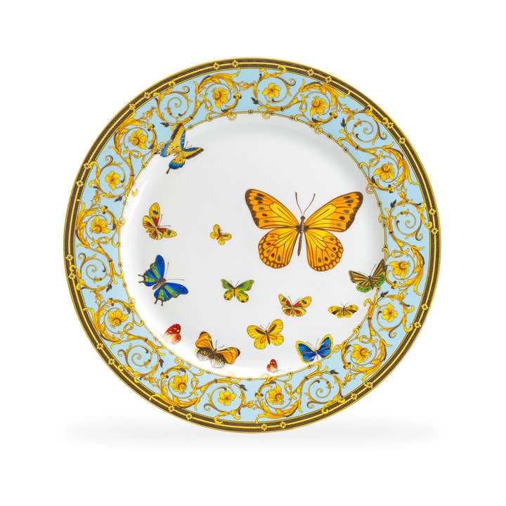 Butterflies with Blue Ornament Dinner Plate