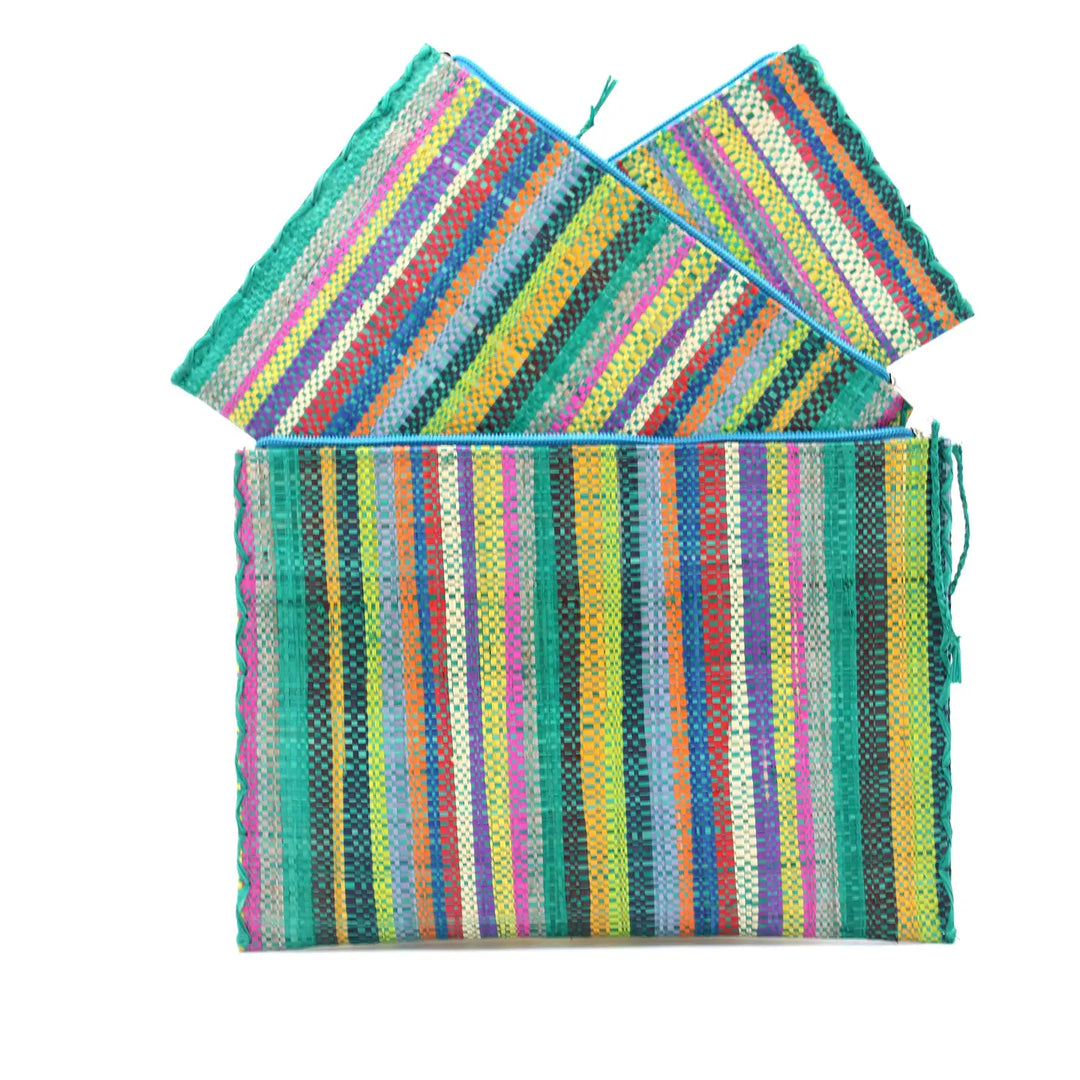 Shebobo Amelia Stripe Pattern Nesting Straw Clutch Bag