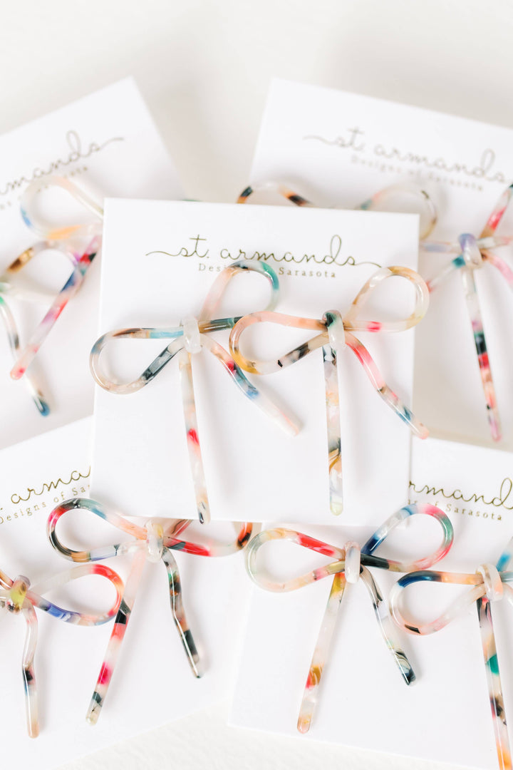 Multi-Colored Bow Statement Stud Earrings
