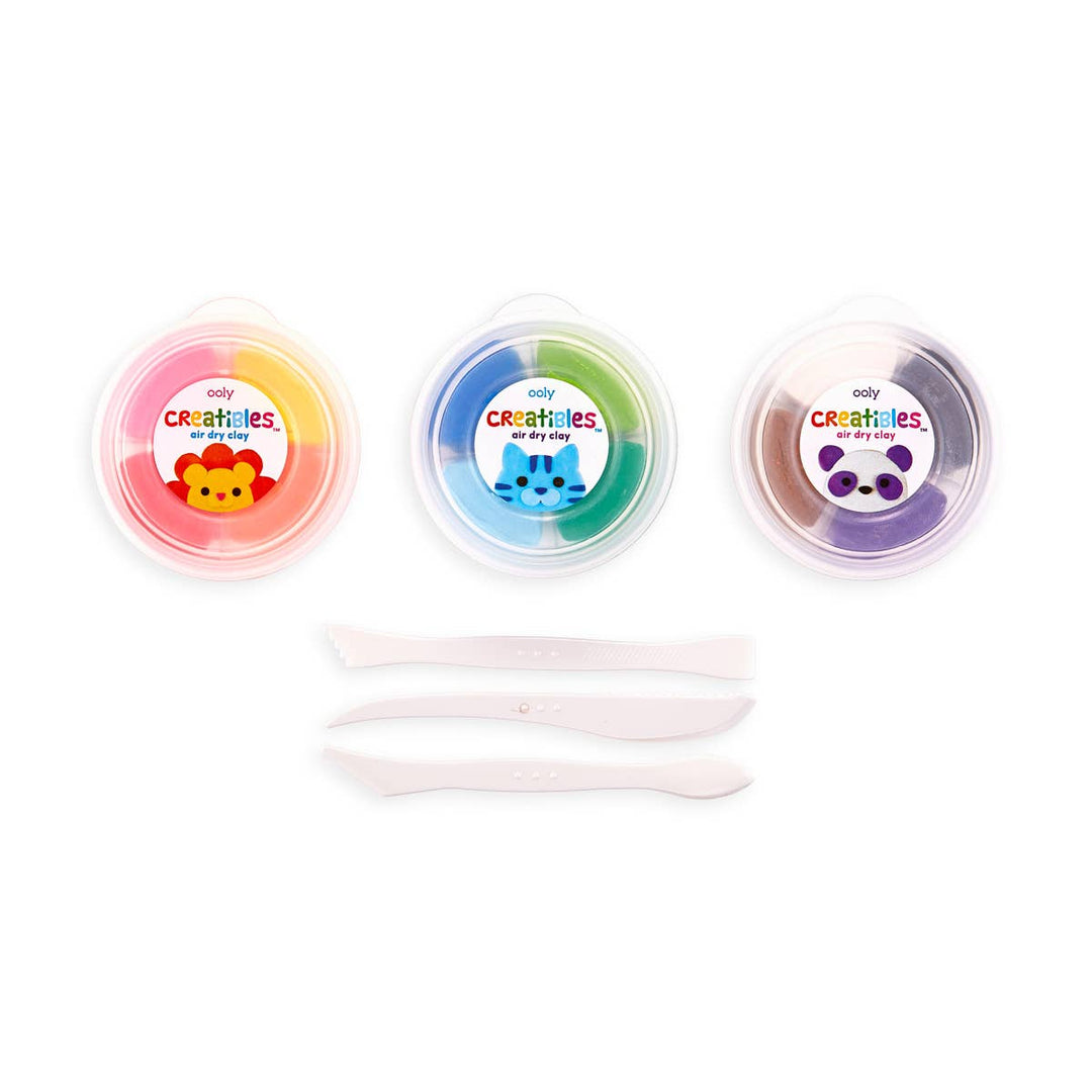 OOLY Creatibles Air Dry Clay Kit (Set of 12 Colors + 3 Tools)