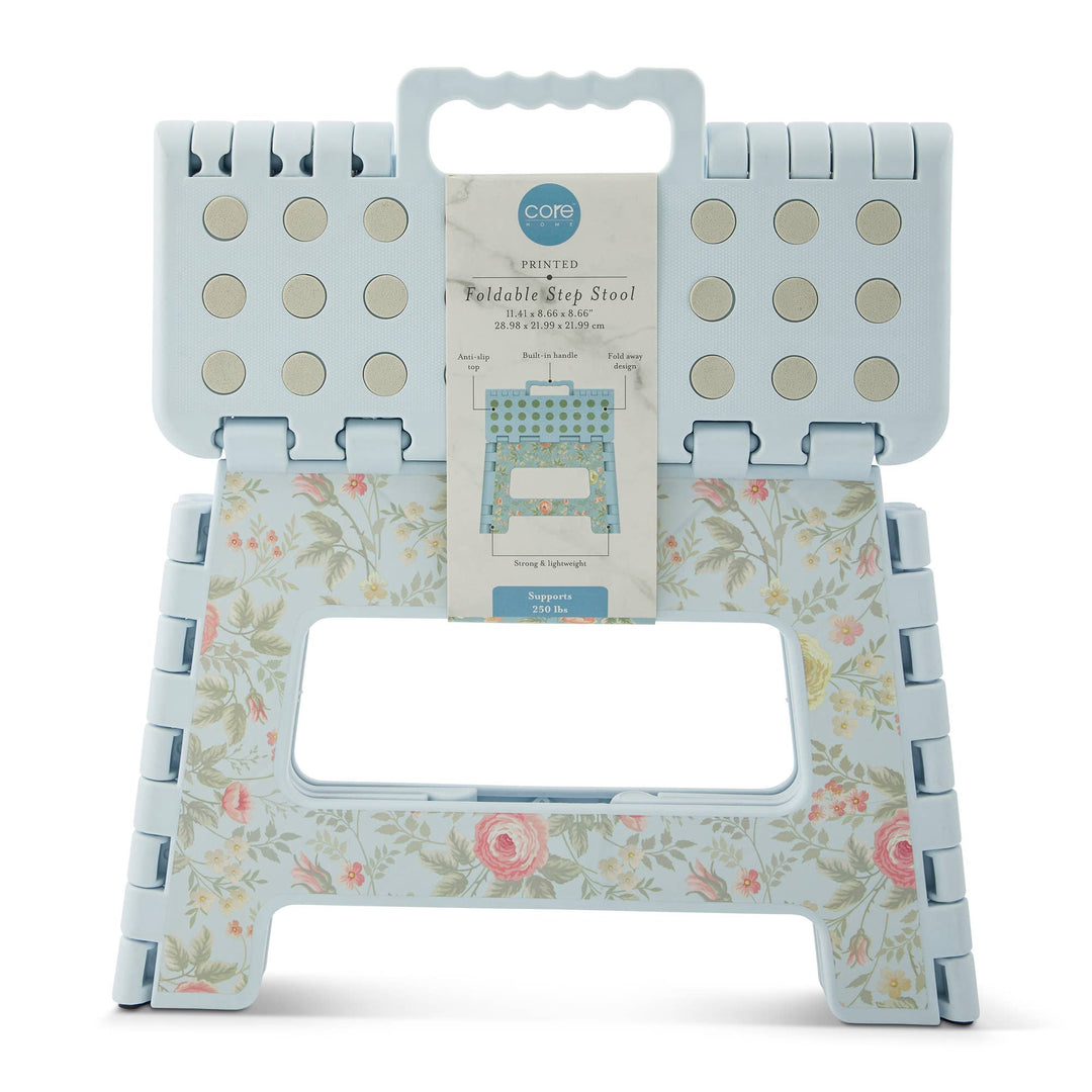 Core Home Blue Botanical Foldable Step Stool