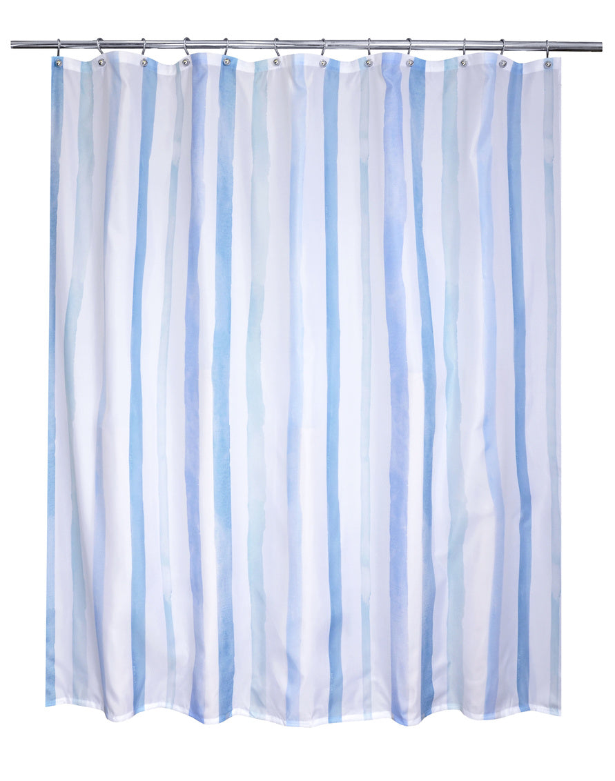 Watercolor Stripes Shower Curtain