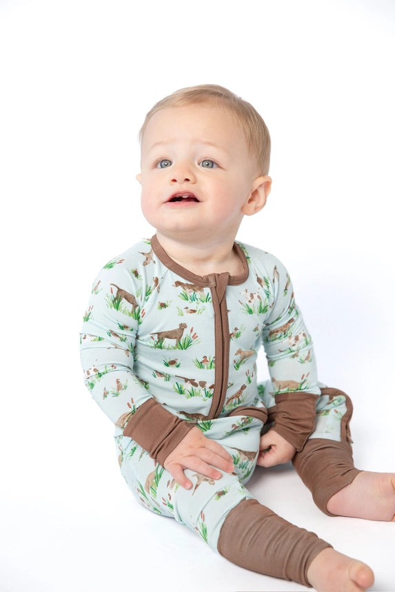 Goosies Baby Delta Bird Hunting Dogs Long Sleeve Zip Pajamas