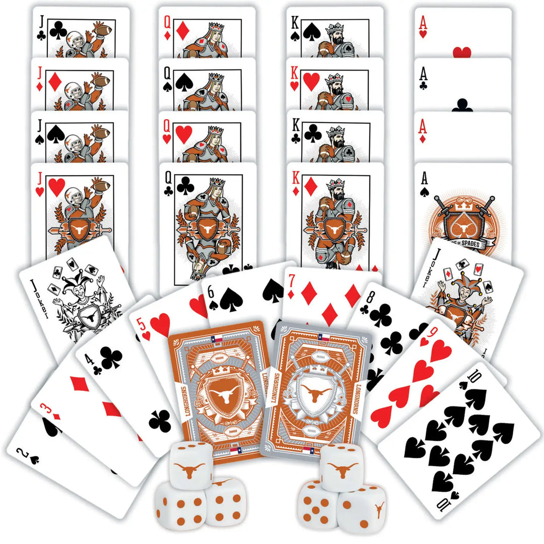 Masterpiece Puzzles Texas Longhorns 2-Pack Playing Cards & Dice Set