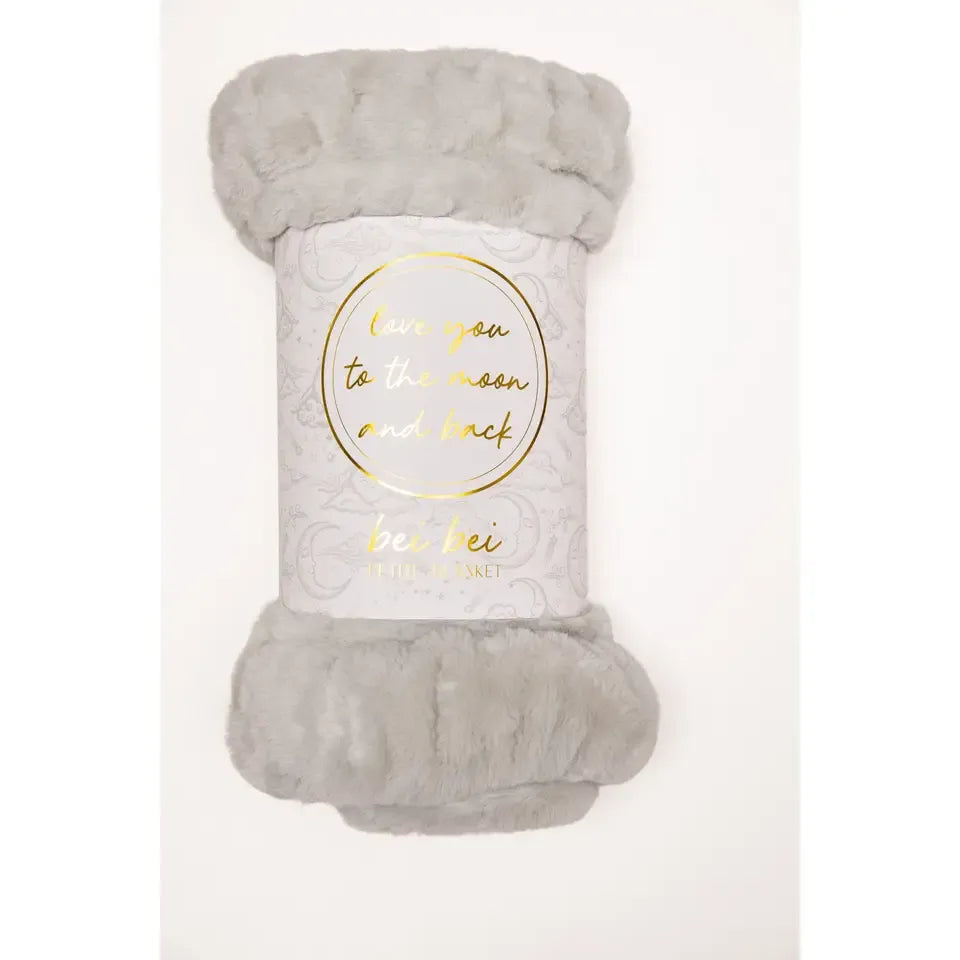Bei Bei Faux Fur Blanket "Love You To the Moon" Toile Moonlight