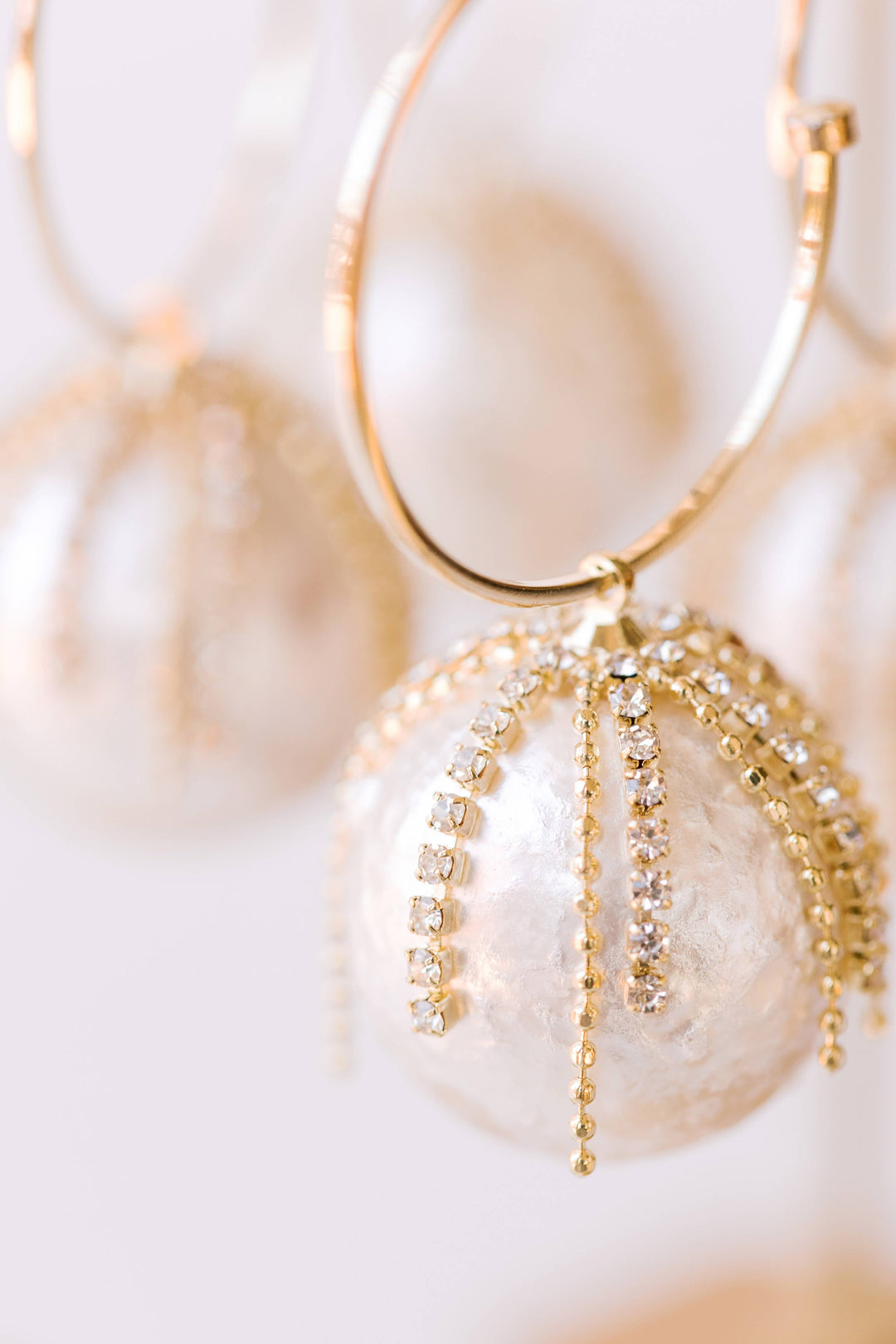 St Armands Diamond Fringe Pearl Hoops