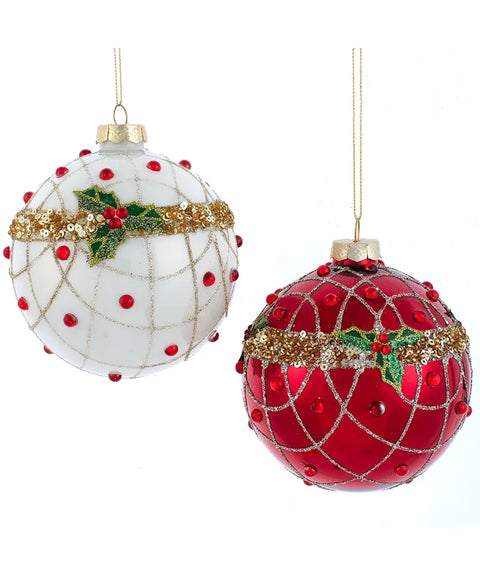 Traditional Glittered Ball Ornament - Assorted