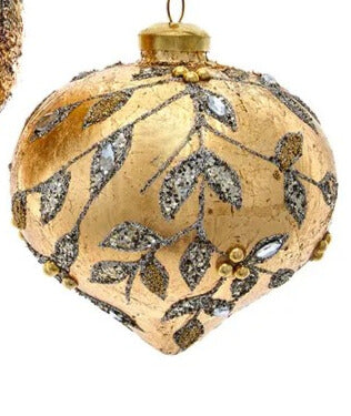 Glass Gold Leaf with Silver Accent Ornament