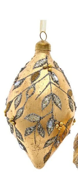 Glass Gold Leaf with Silver Accent Ornament