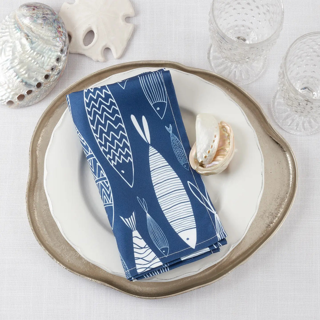 Navy Blue Fish Napkin