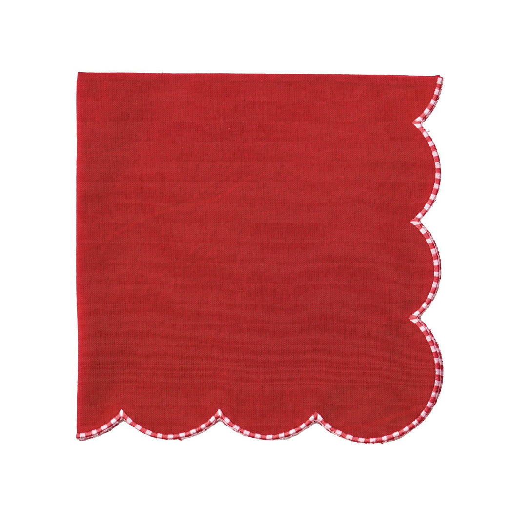 Wavy Edge Peppermint Red Dinner Napkin