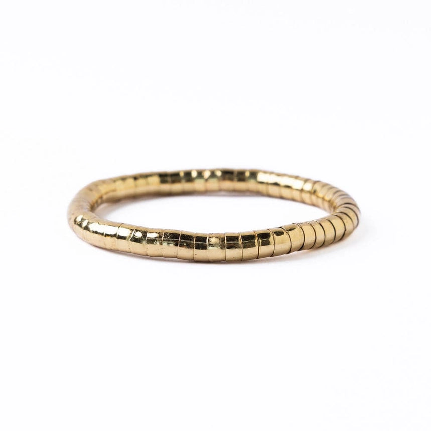 Lucille Round Bead Stretch Bracelet Brass