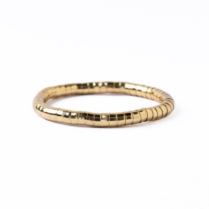 Lucille Round Bead Stretch Bracelet Brass