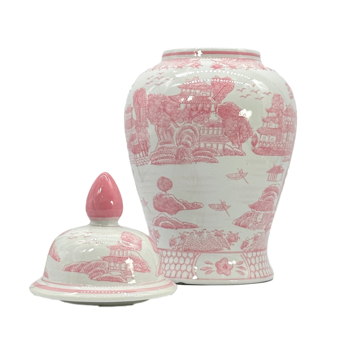 Pink Chinoiserie Ceramic Decorative Tea & Ginger Jar