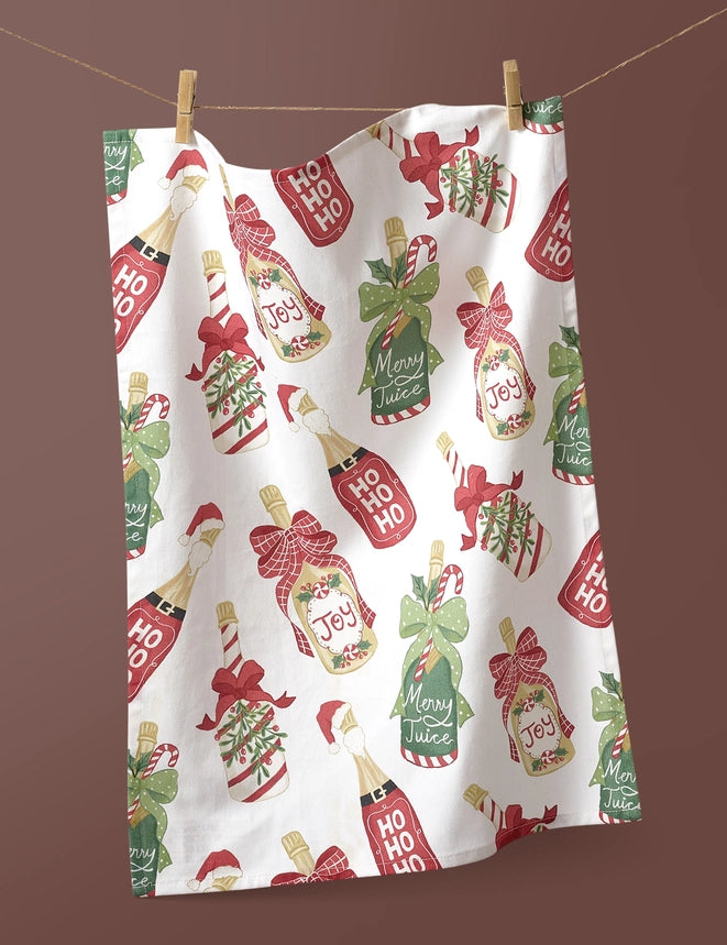 Peking Handicrafts Christmas Champagne Kitchen Towel