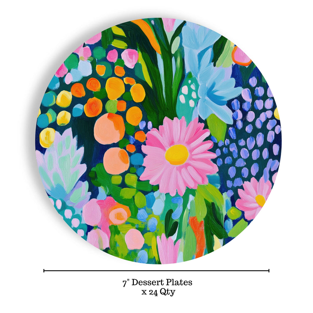 Fabuplates Bright Garden Paper Dessert Plates