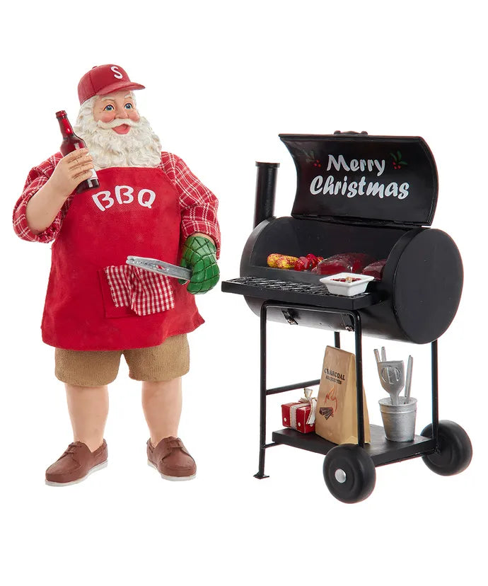Kurt Adler 10.75" Fabriché™ Santa With Barbecue Grill, 2-Piece Set