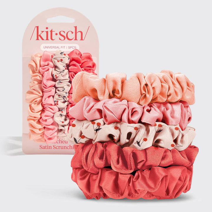 Kitsch Ruched Satin Scrunchies Cherry Blossom