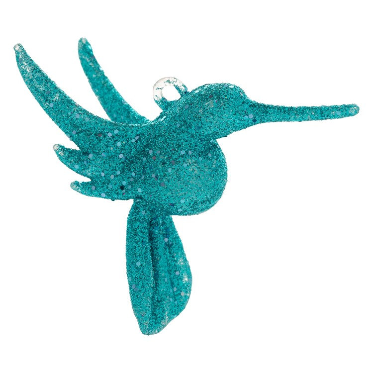 Glitter Hummingbird Glass Ornament