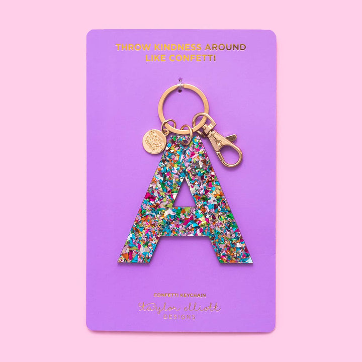 Taylor Elliott Designs Colorful Confetti Alphabet Keychain