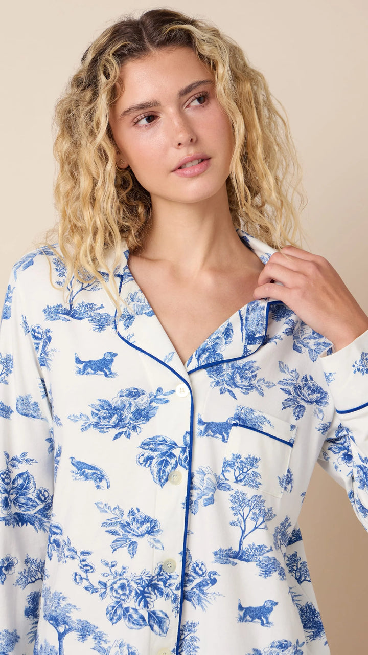 The Cat's Pajamas Field & Feather Pima Knit Long-Sleeved Pajama