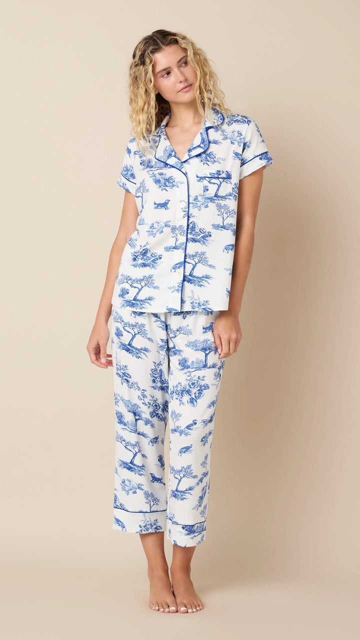 The Cat's Pajamas Field & Feather Pima Knit Capri Pajama Set