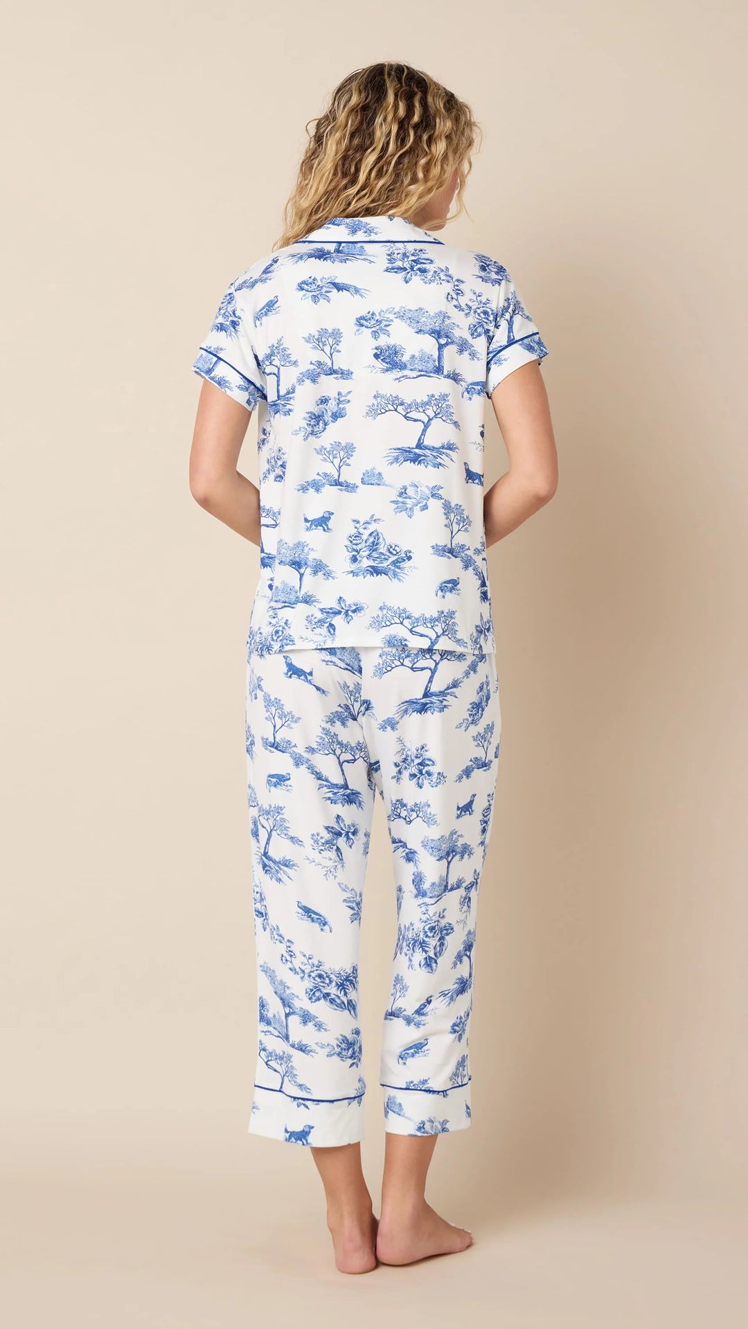 The Cat's Pajamas Field & Feather Pima Knit Capri Pajama Set