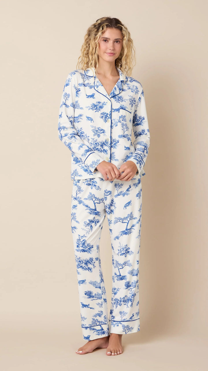 The Cat's Pajamas Field & Feather Pima Knit Long-Sleeved Pajama