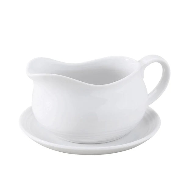 Porcelain Gravy Boat with Saucer