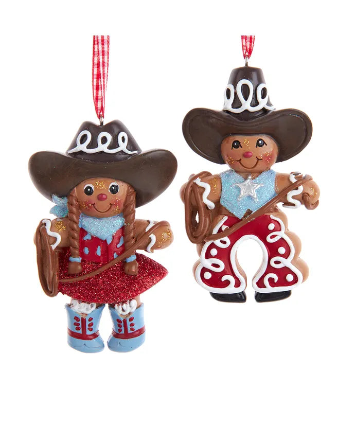 Kurt Adler Gingerbread Cowboy or Cowgirl Ornament