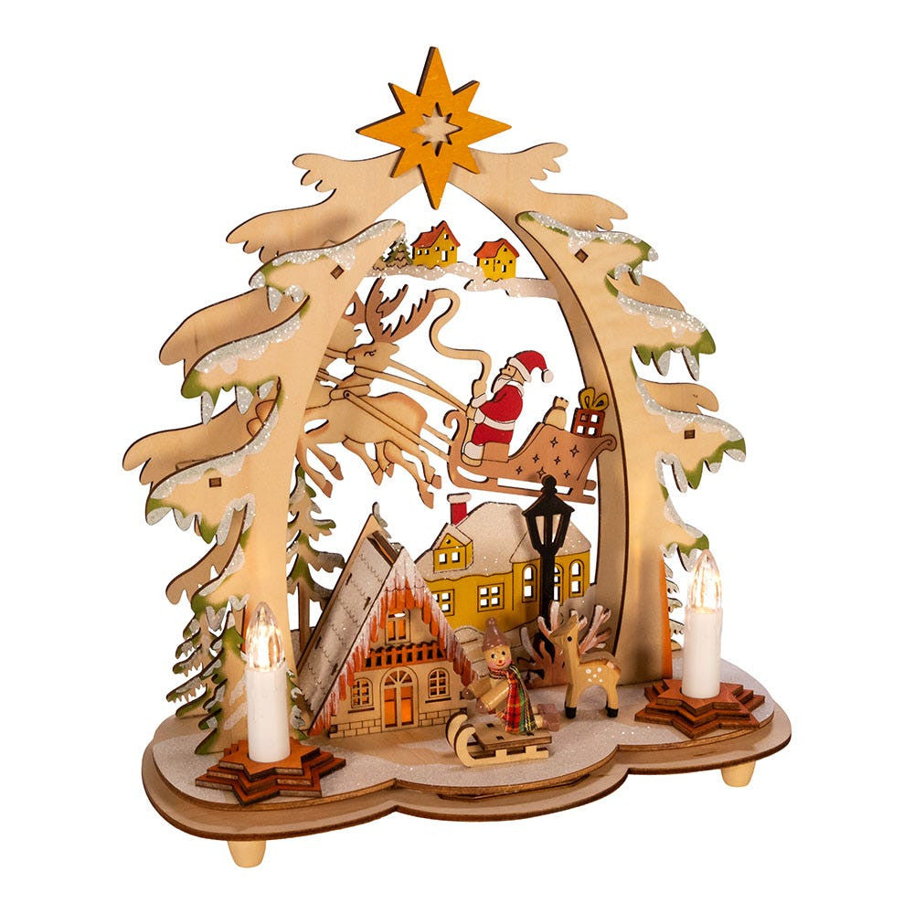 Kurt Adler Wooden Village House with Santa