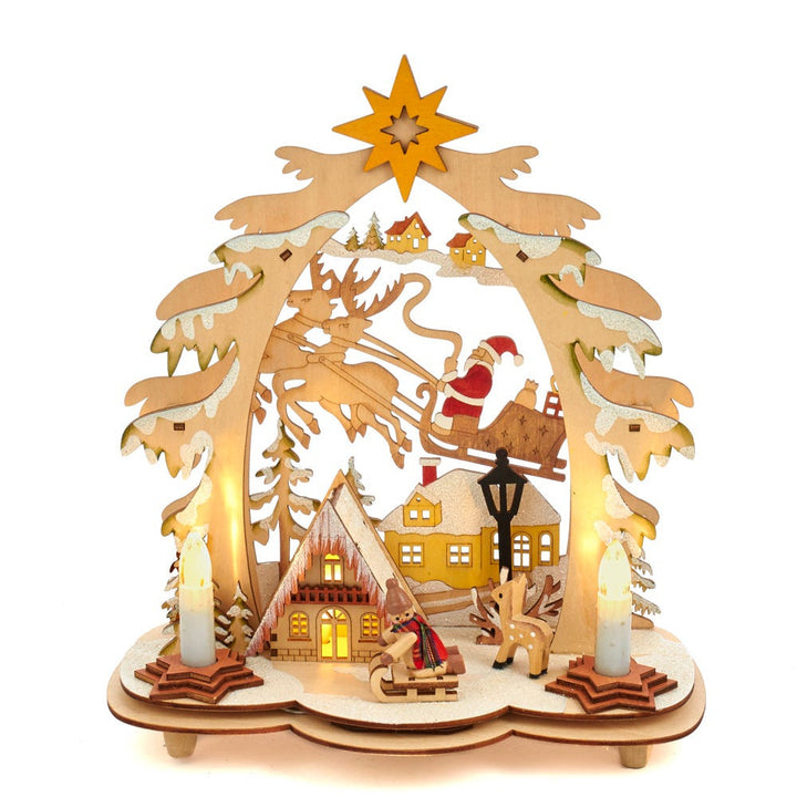 Kurt Adler Wooden Village House with Santa