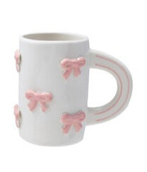 Hazel Mazel Pink 3D Bow Stoneware Mug