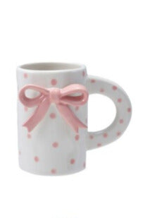 Hazel Mazel Pink 3D Bow Stoneware Mug