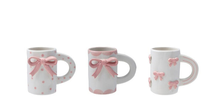 Hazel Mazel Pink 3D Bow Stoneware Mug