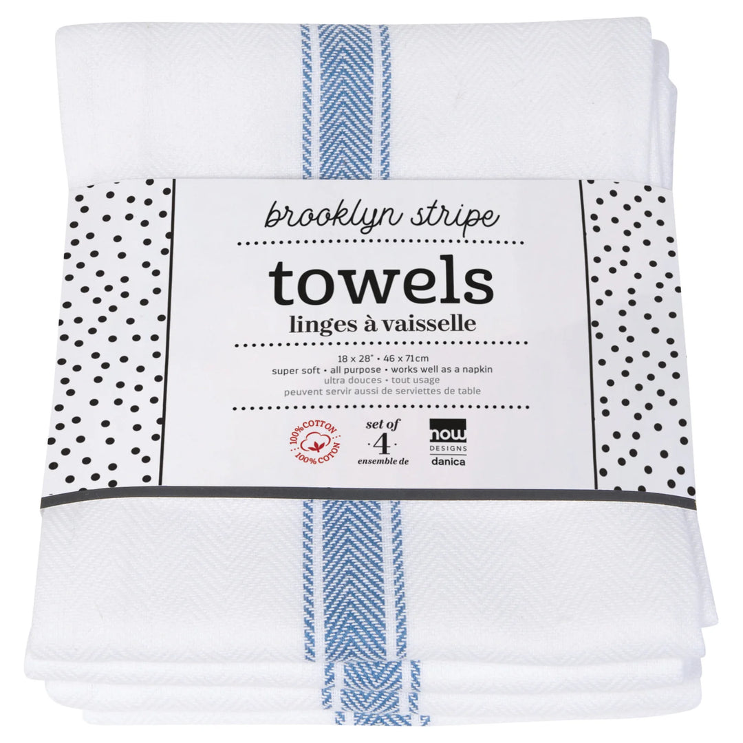Brooklyn Stripe Delft Blue Dishtowels