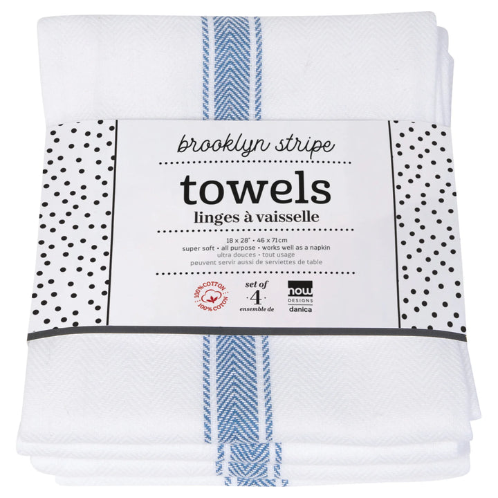 Brooklyn Stripe Delft Blue Dishtowels