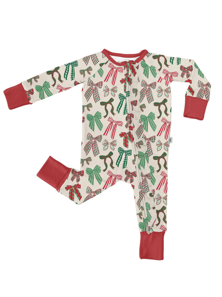 Goosies Kid's Zip Pajama Holiday Bows