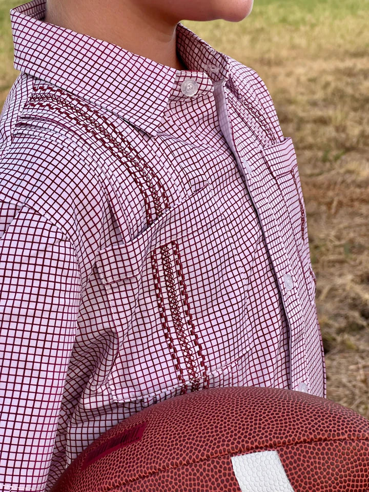 Blue Quail Men's Maroon Gameday Guayabera